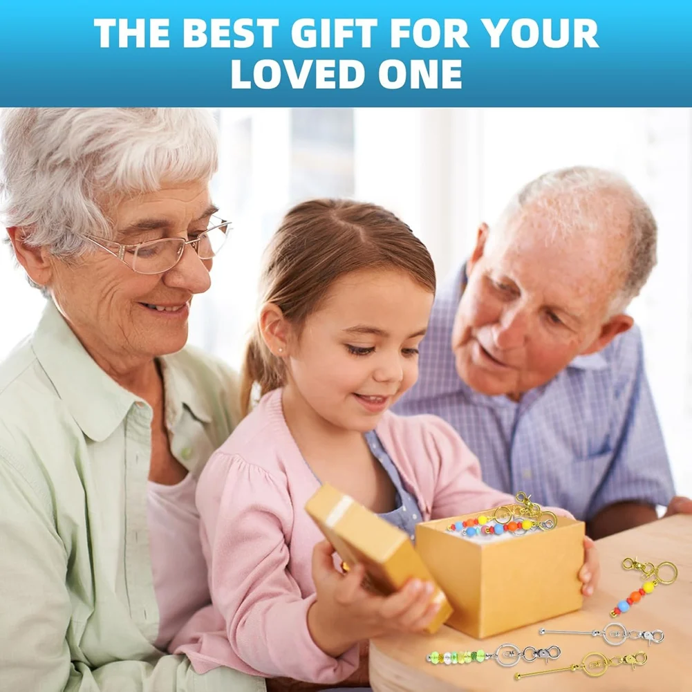 AC23-20 قطعة قضبان سلاسل المفاتيح القابلة للخرز - سلاسل المفاتيح الذهبية والفضية القابلة للخرز - مجموعة صنع سلسلة المفاتيح المطرزة #2