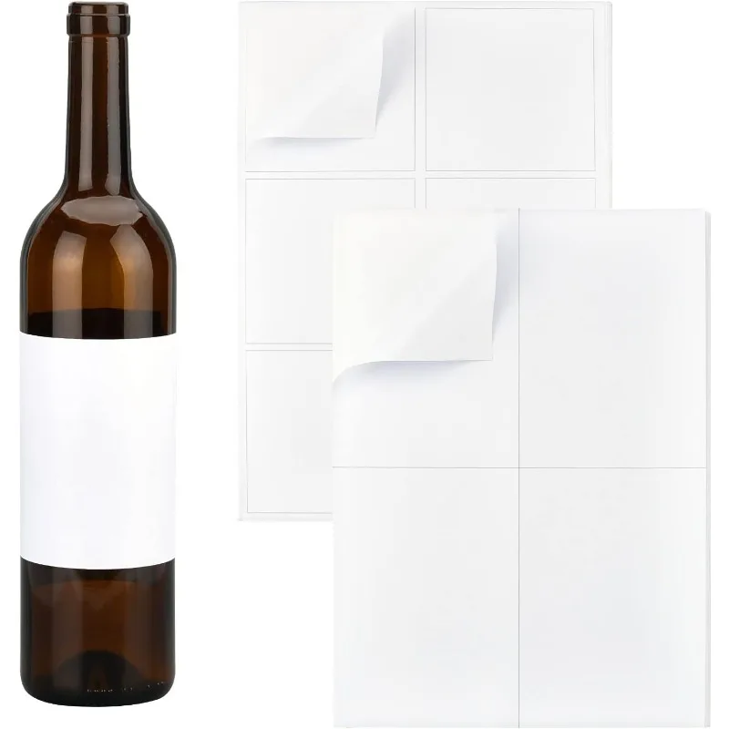 20 Sheets/100pcs Blank Wine Label 2 Sizes Matte White Label Sticker Adhesive Wine Bottle Labels Inkjet Printable Stickers