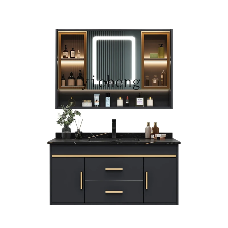 XC Bathroom Solid Wood Bathroom Cabinet Wash Basin Cabinet Combination Wash Basin Washing Modern Simple Smart Mirror Cabinet