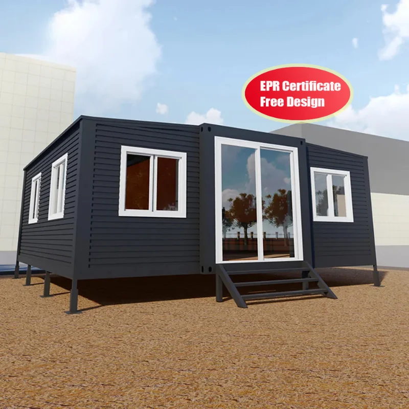 Luksusowy salon Prefab House Container 3 Sypialnia Modułowy Rozszerzalny Tiny Homes Prefab Stalowy Rozszerzalny kontener 20 stóp Dom Biuro