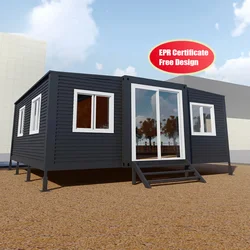 Luksusowy salon Prefab House Container 3 Sypialnia Modułowy Rozszerzalny Tiny Homes Prefab Stalowy Rozszerzalny kontener 20 stóp Dom Biuro