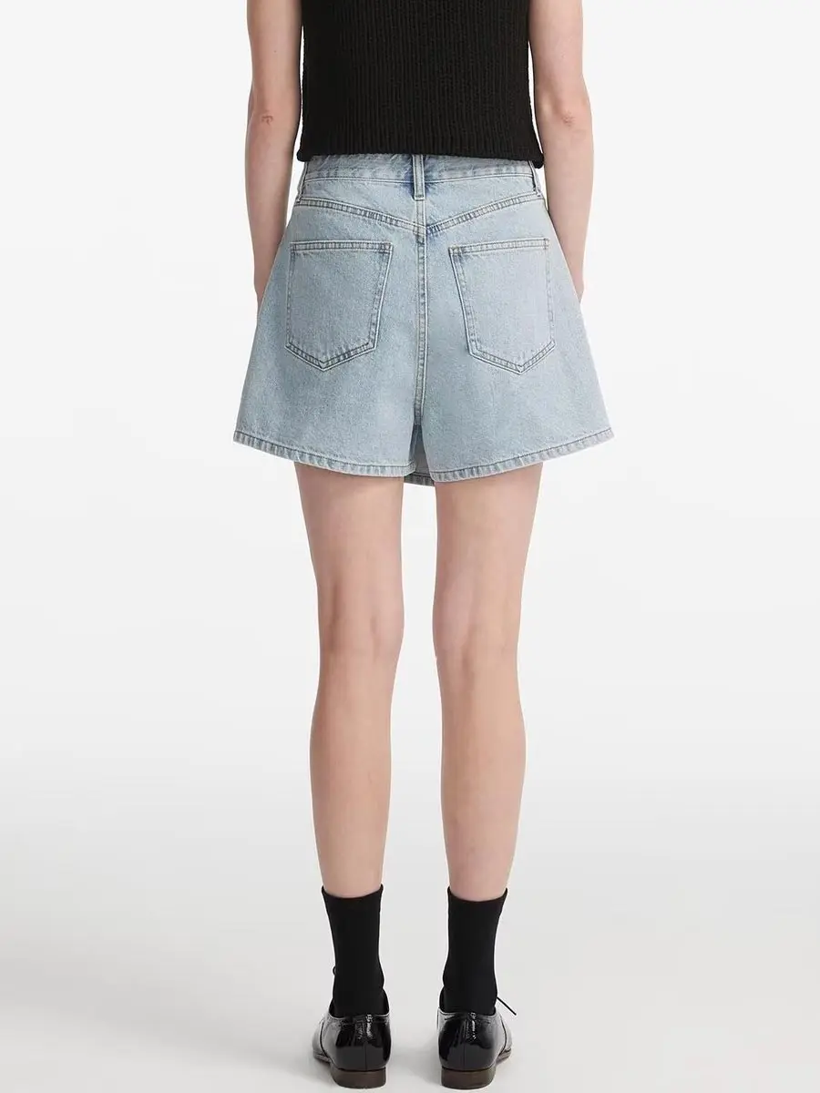 Asymmetric Denim Shorts Skirt for Women High Waist Package Hip A-line Jeans Skirt Blue Casual Fashion Female Clothing Y2k