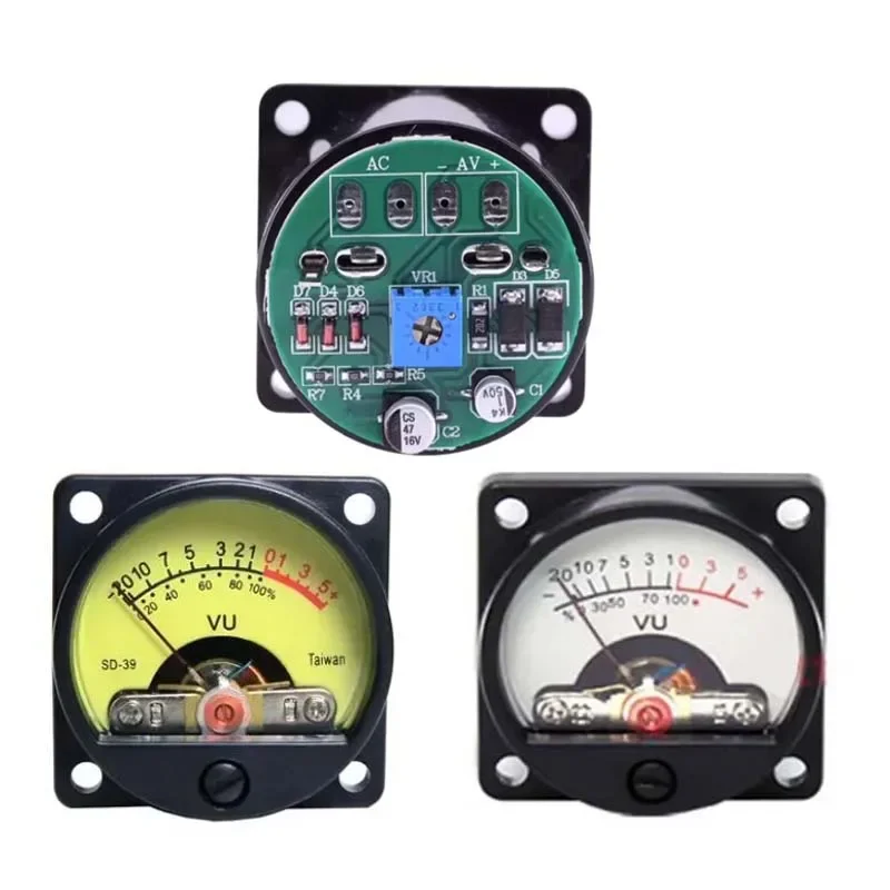 1pcs 500uA 630Ohm Analog Panel 34mm Warm Back Light  Audio Level VU Meter + 1pcs Driver Board For Amplifier