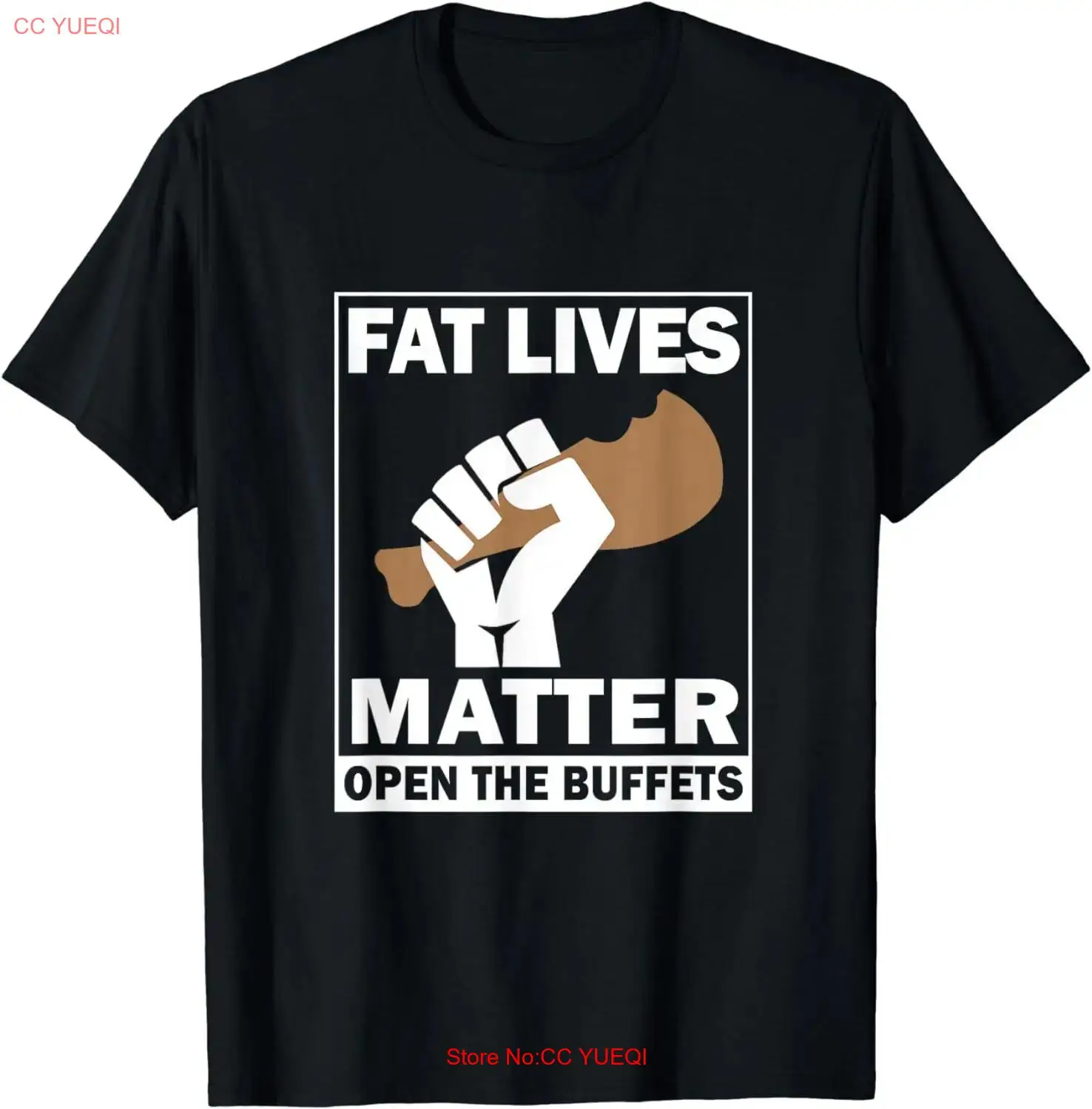 NEW LIMITED Fat Lives Matters Open The Buffets Funny Chubby Meat Lover T-Shirt