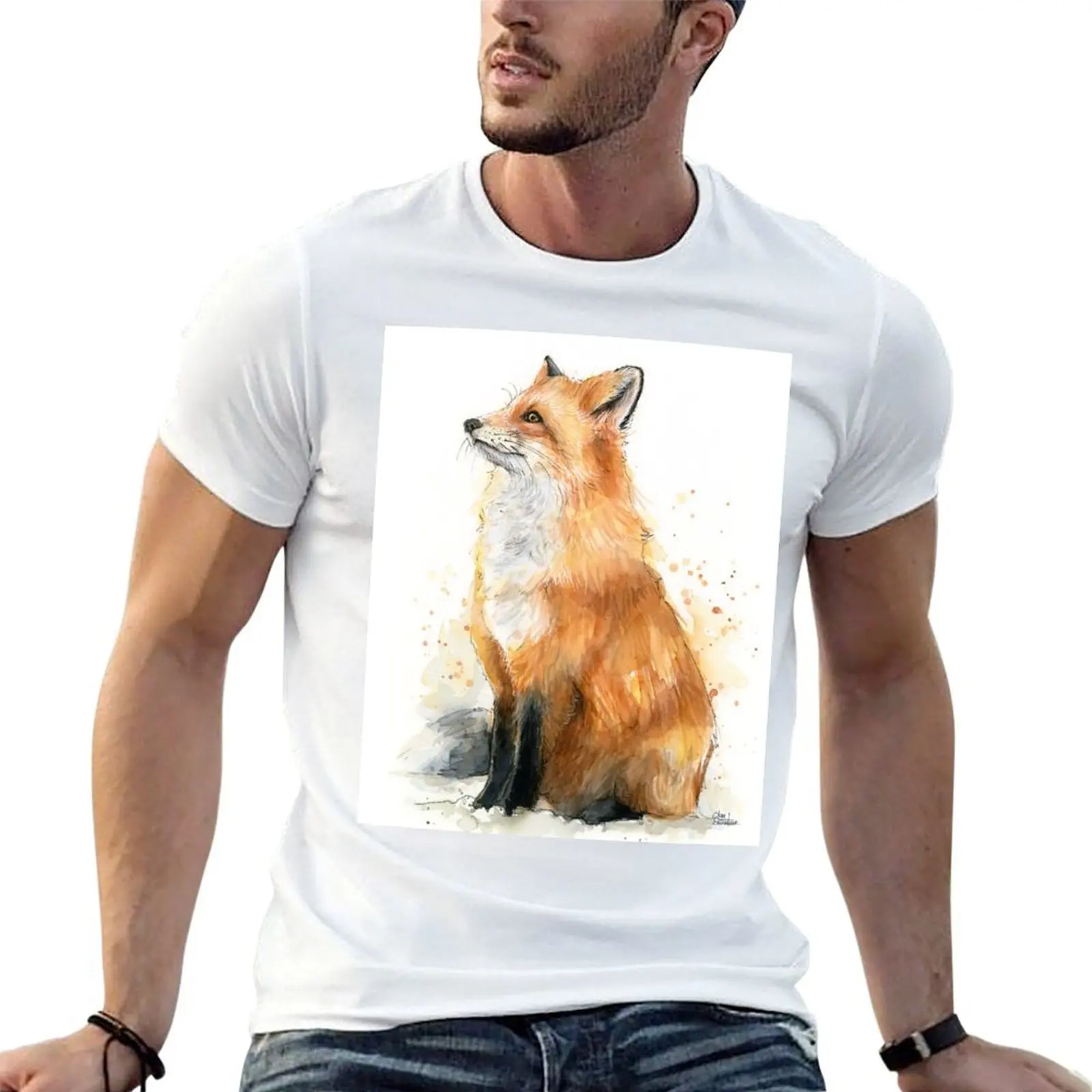 

Watercolor Fox Painting T-Shirt t shirt personalised man tshirt T-Shirt