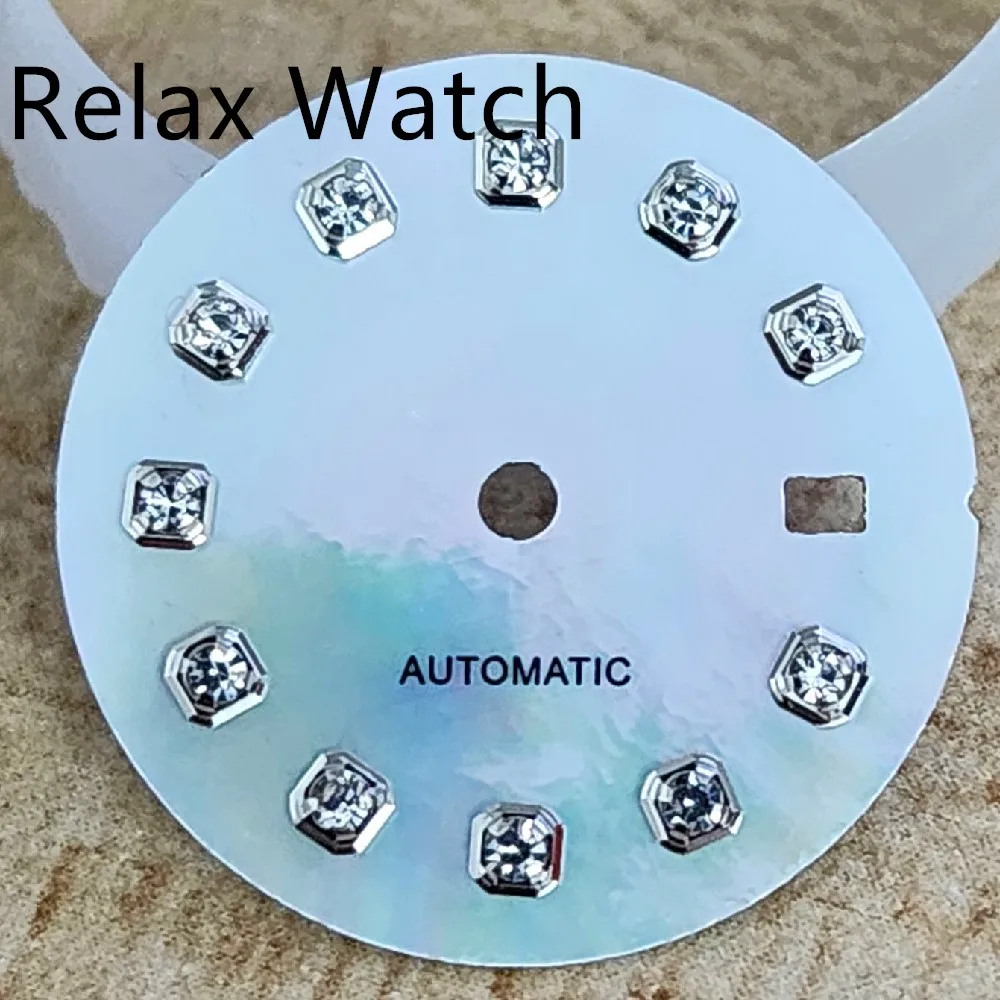 قرص صدفي طبيعي للساعة النسائية ، ترصيع حجر الراين NH05 حركة أوتوماتيكية ، من أجل ، من من من من من من من من من من من من من من من من أجل ،