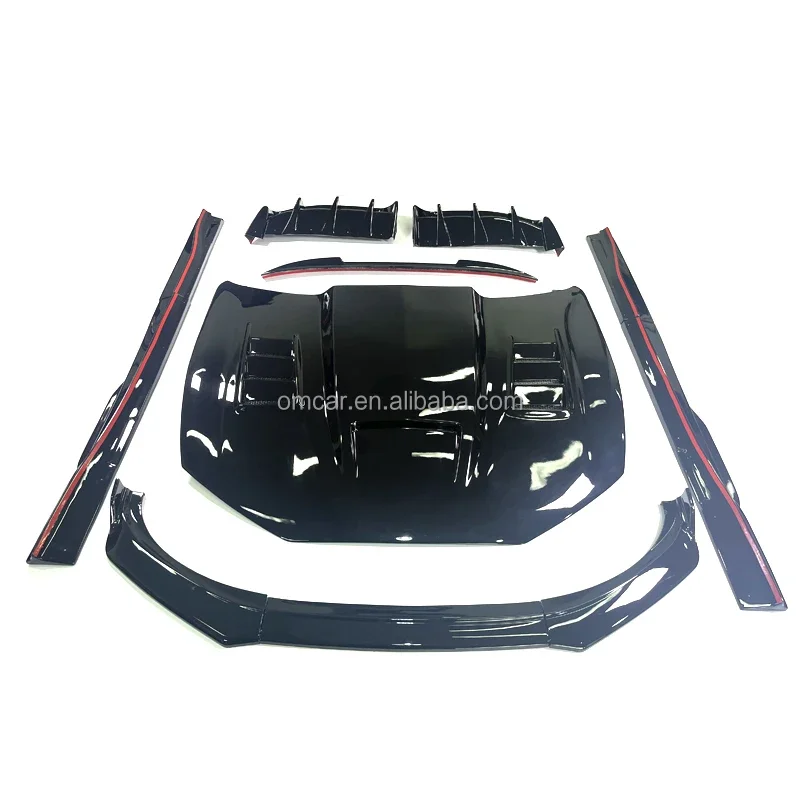 High Glossy Front Bumper Lip Splitters Side Skirts Rear Diffuser Spoiler Wing Engine Cover Body Kit For Ford Mustang Mach-E GT