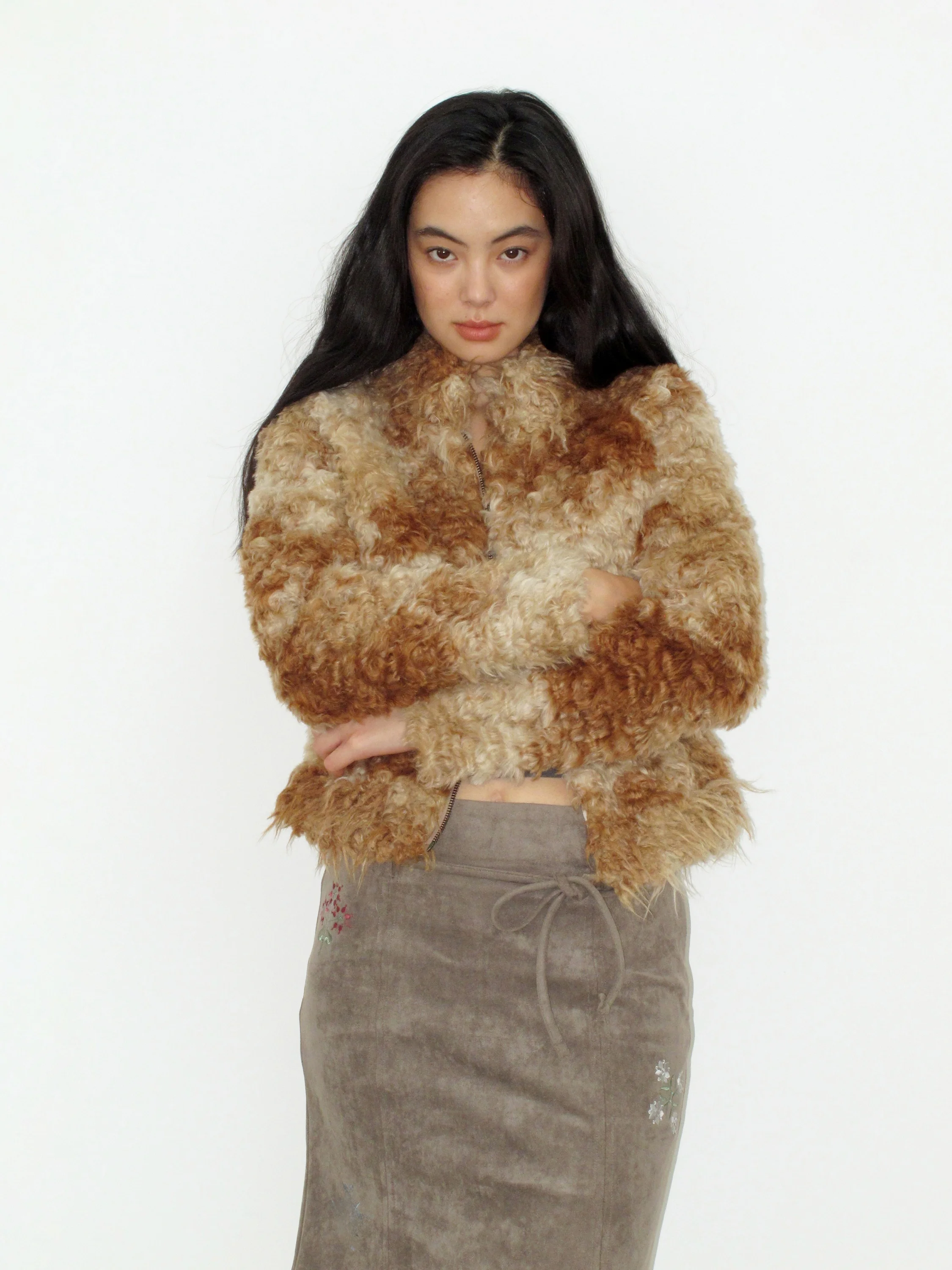 

Super eep ort Long Spliced Fur Jaet Slim Fit Warmth Environmental Protection Leather Coat Mito De X Casual Sle