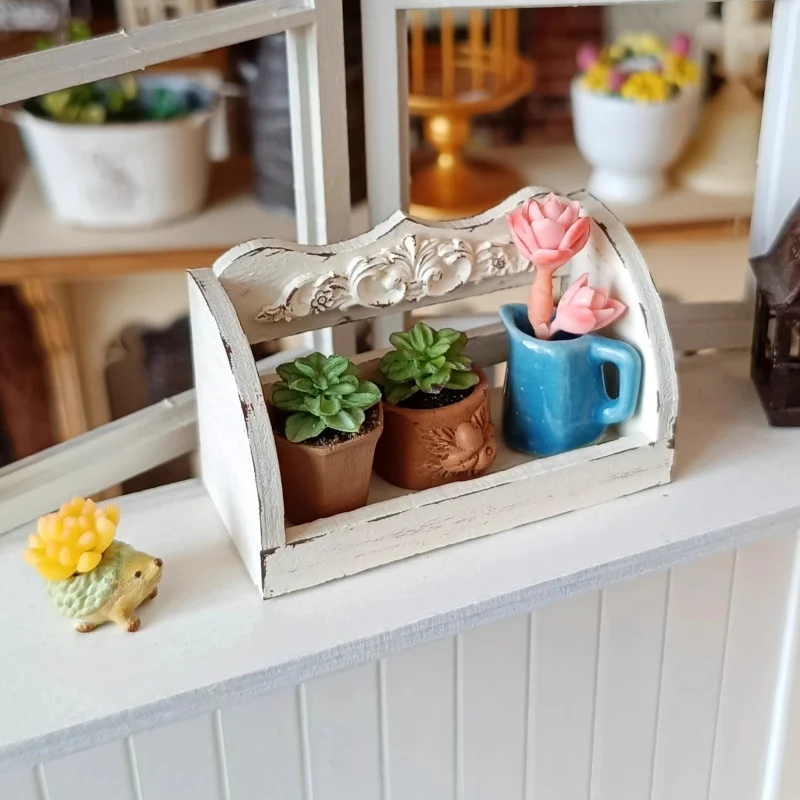 

Кукольный дом, мини-модель, мебельные аксессуары, сад, ретро, деревянный резной цветочный горшок, цветочная стойка, Bjd Gsc Blyth Soldier Lol, миниатюры