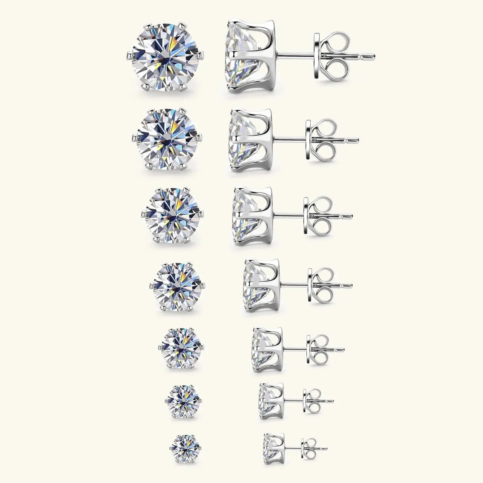 JoiasHome Ohrstecker aus 925er Sterlingsilber, 0,1–3 Karat, D-Farbe, Moissanit-Ohrstecker, funkelnder Piercing-Schmuck für Damen und Herren – Detail 15