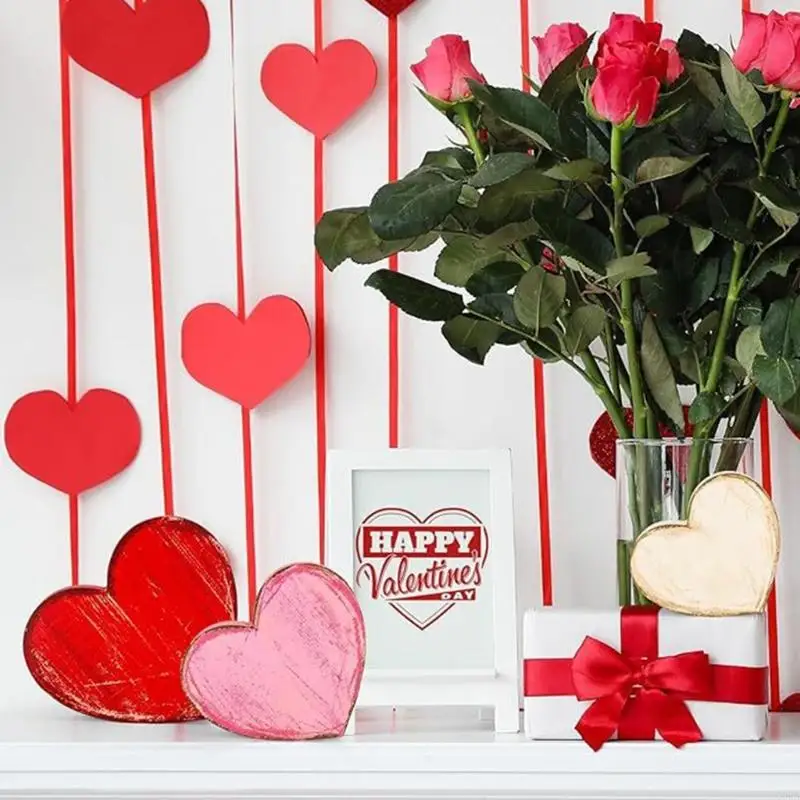 CORA Valentine Wooden Heart Table Decorations For Candy Jewelry Display And Home Decorations Elegant Wooden Love Tray