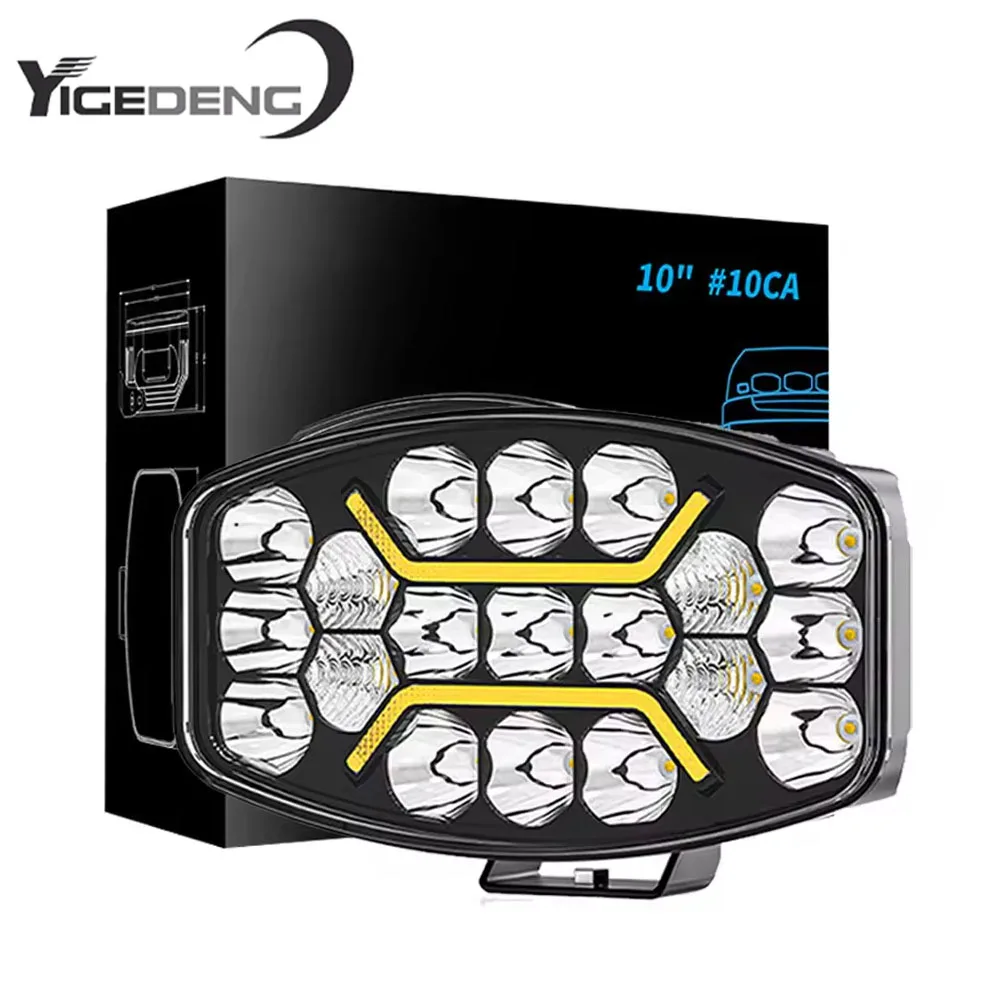 

YIGEDENG 9-дюймовый комбинированный светодиодный белый янтарный рабочий фонарь для внедорожного грузовика с прицепом, светодиодный фонарь DRL, ходовой фонарь дальнего света, прожектор