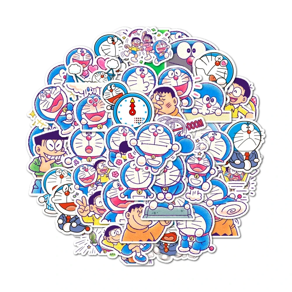 48pcs Doraemon Stickers Can Be Used For Decoration Such As Notebooks, Suitcases, Refrigerators, Cabinets, Etc., Self-Pasting