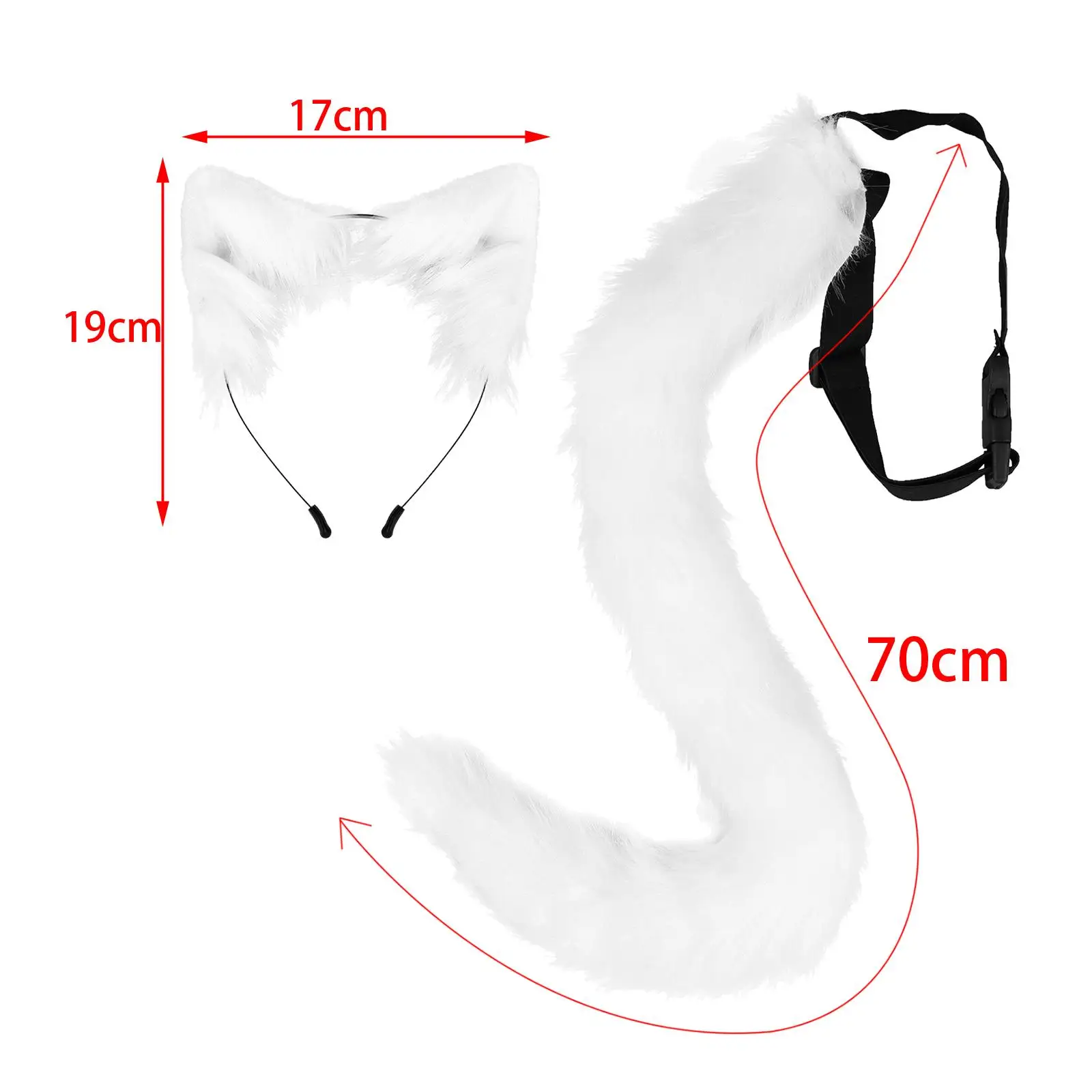 Faux Fur Ears and Tail Set Ear Headband for Mardi Gras Graduation Ceremony
