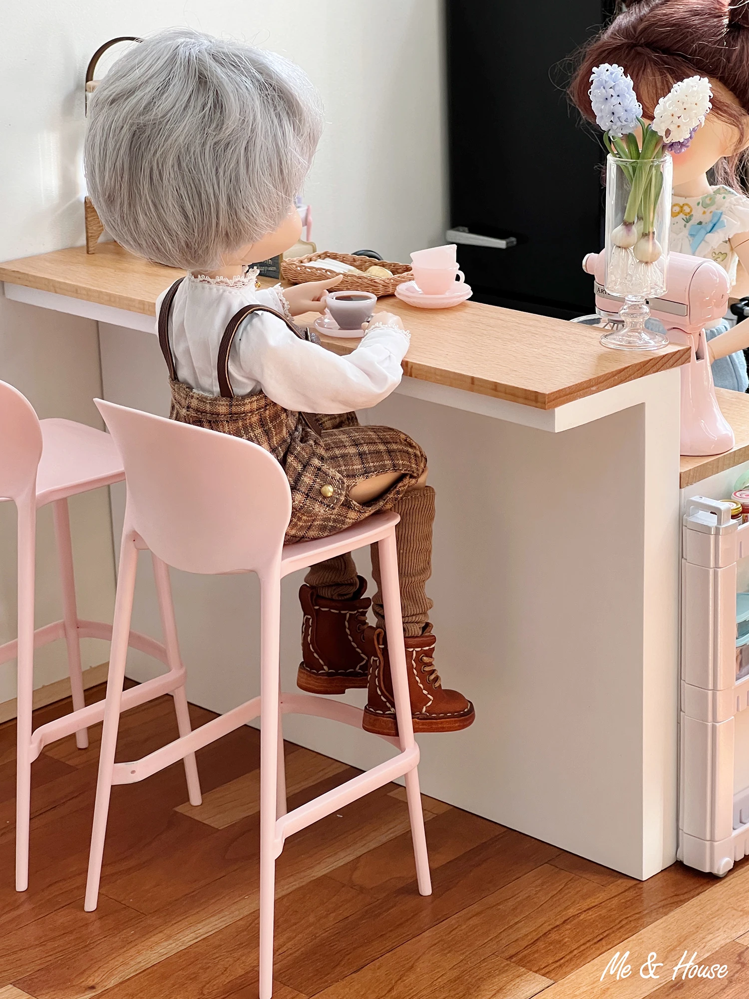 1:6 Doll House Model Furniture Accessories Bar Chair Dining Chair 2pcs Set Bjd Ob11 Gsc Blyth Soldier Lol Dollhouse Miniatures