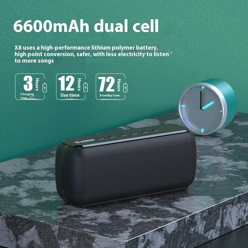 Xdobo-X8 Stereo Mega Bass Speaker, Bluetooth 5.0, Controle de Fala, Portátil, Veículo Montado, Exercício Desktop, Homem Presentes