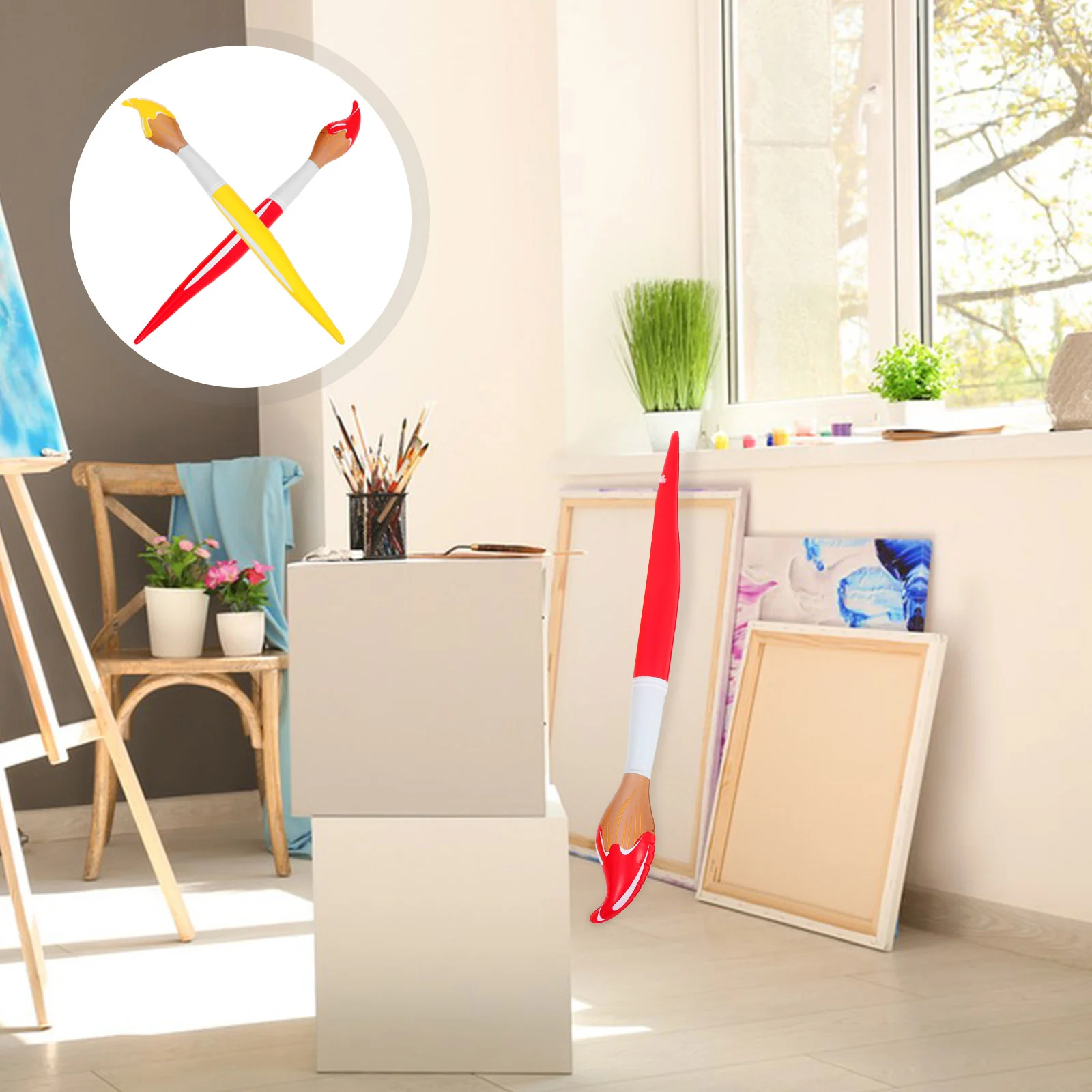 2 Pcs Balloons Inflatable Paintbrush Pvc Classroom Decorations Party Supply for Baby Shower