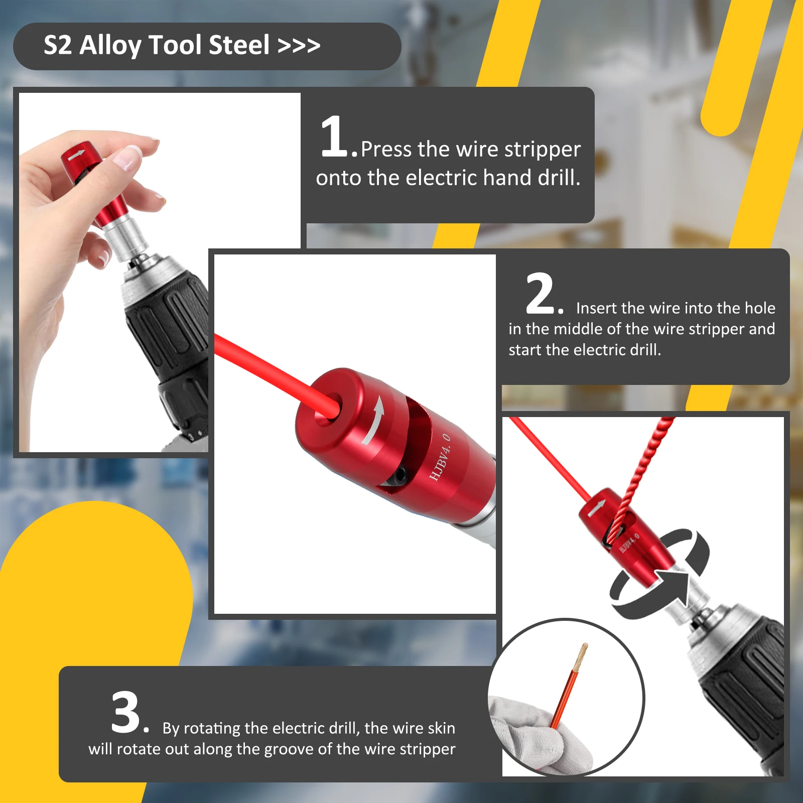 Portable Electrician Wire Stripper For Quickly Stripping Wire Use With Hand Electric Drill Aluminum Alloy Electrician Tool