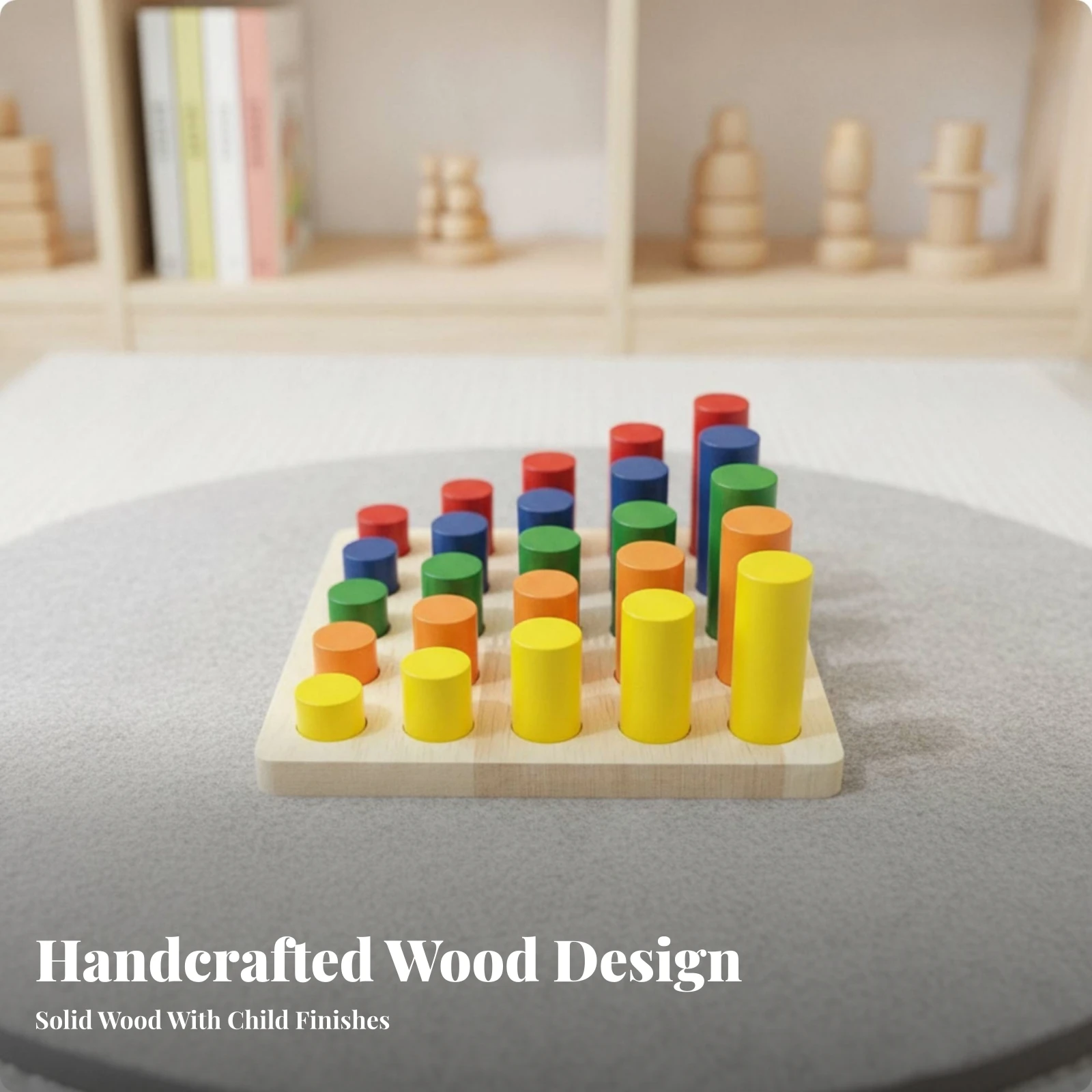 Cylinder Staircase Toy Non-Electric Stacking Cylinder Toy with Wooden Base Wooden Peg Sorting Board Hand-Eye Coordination