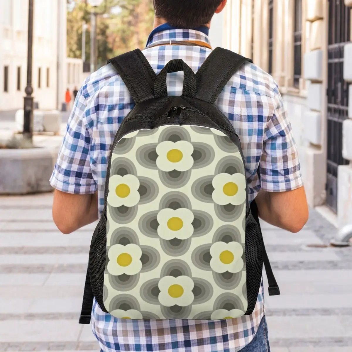 Custom Abstract Flowers Scandinavian Travel Backpack School Computer Bookbag Geometric Orla Kiely College Student Daypack Bag