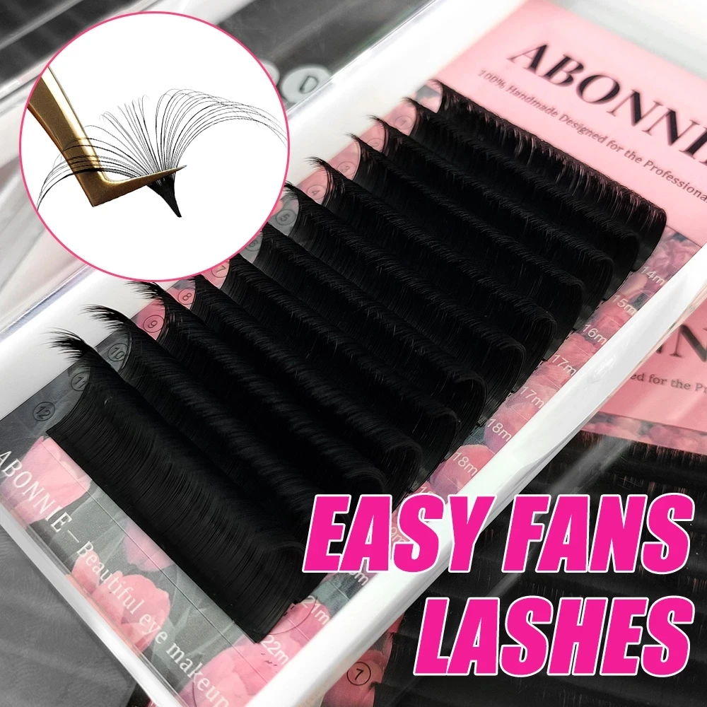 ABONNIE Matte Easy Fan Lashes 8-22mm C CC D DD Natural Cashmere One Second Rapid Blooming Eyelash Extension