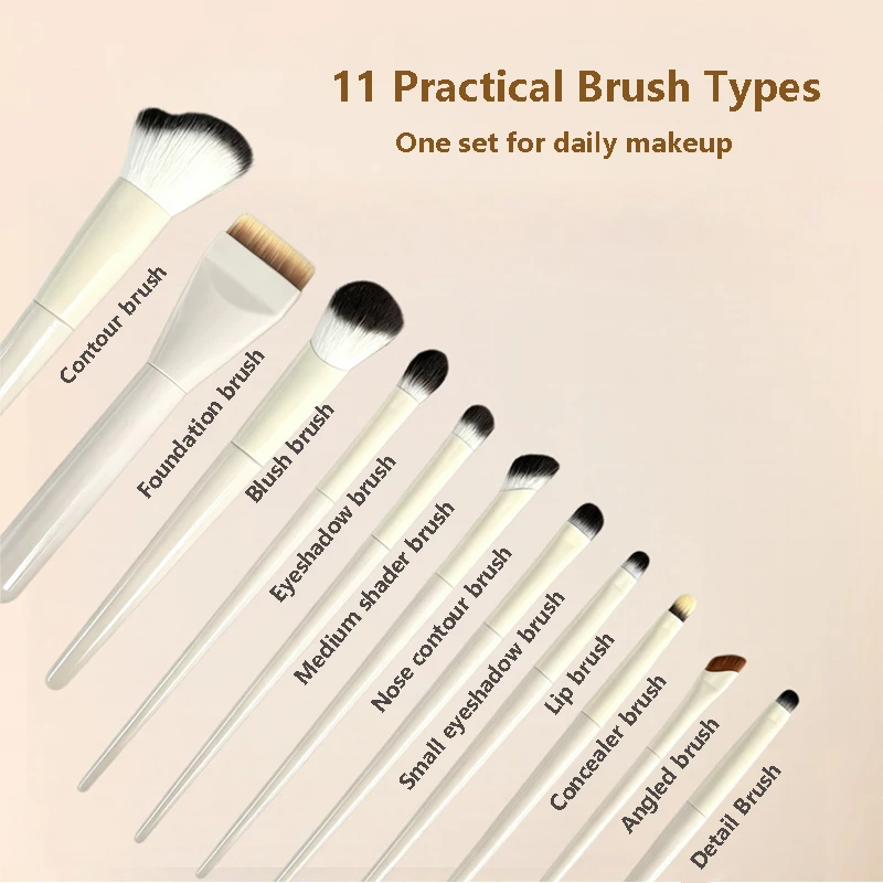 11PCS Makeup Brush Set Foundation Concealer Powder Eyeshadow Blush Brush Kabuki Blending Cosmetic Beauty Tool for Face