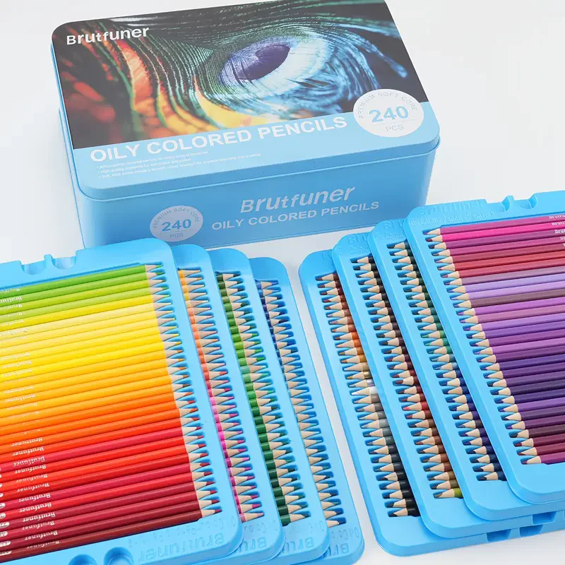 Brutfuner 240 Color Luxury Iron Box Shockproof Colored Pencil Set for Art Drawing Stationery
