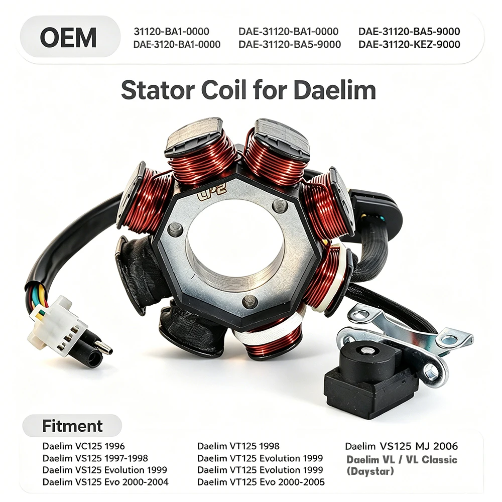 Bobine de stator de moto OEM:31120-BA1-0000 DAE-31120-BA1-0000 DAE-31120-BA5-9000 pour Daelim VS125 VT125 Evolution VS125 MJ VC125