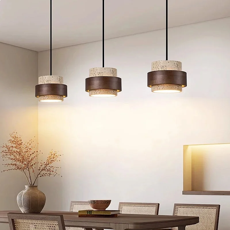 Nordic Minimalist Wabi Sabi Yellow Travertine Chandelier Restaurant Bar Home Living Room Bedside Bedroom Minimalist Pendant Lamp