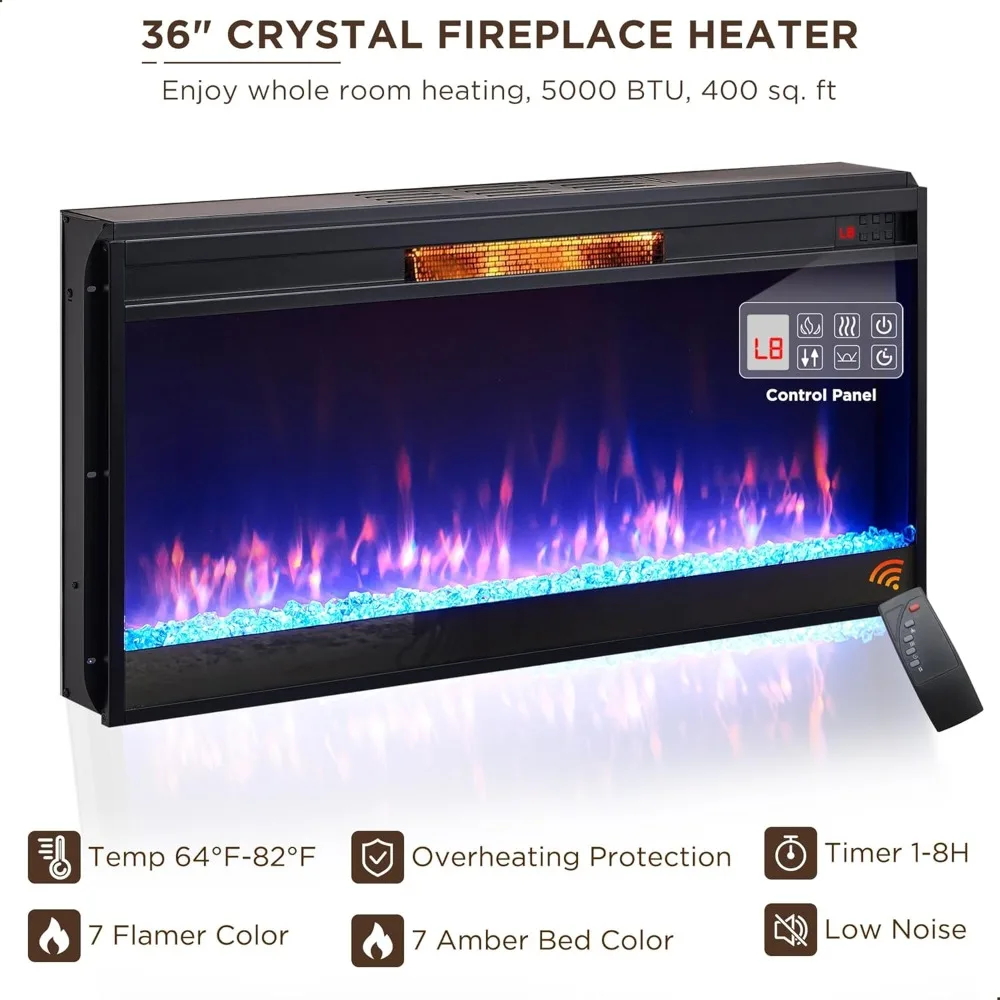 مركز الوسائط الحديث مع 36 مدفأة كهربائية، وأضواء LED، لـ 80 تلفزيونًا