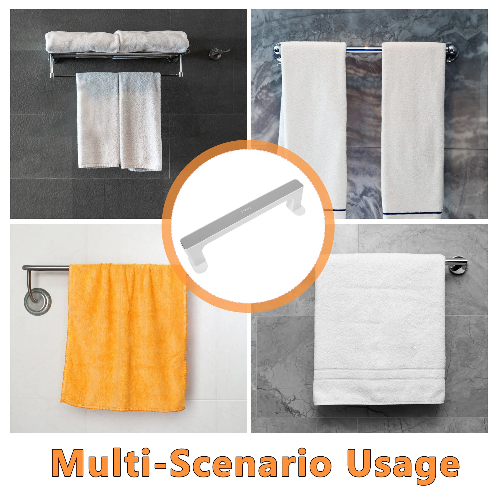 

Suction Cup Rod Rack Towel Storage Holder Plastic No Punch Waterproof Bathroom Kitchen Storage Holder Towel Bar Organizer