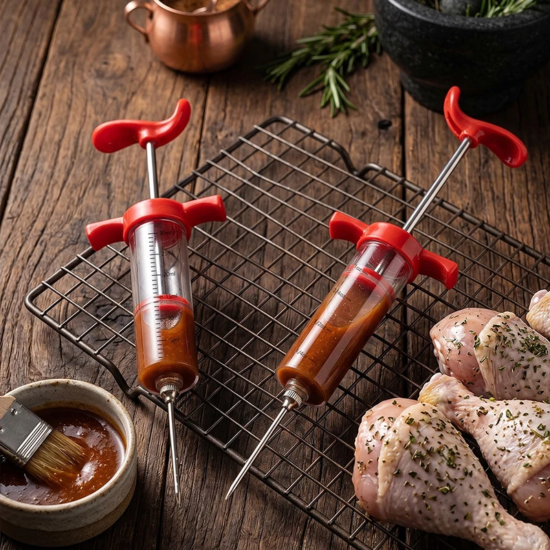 Hot Selling BBQ Meat Syringe Marinade Injector Turkey Chicken Flavor Syringe Kitchen Cooking Syinge Accessories Kitchen tools