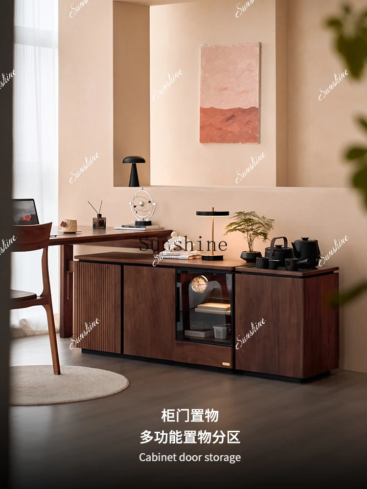 Black walnut storage cabinet under desk, mobile storage cabinet under desk  FT