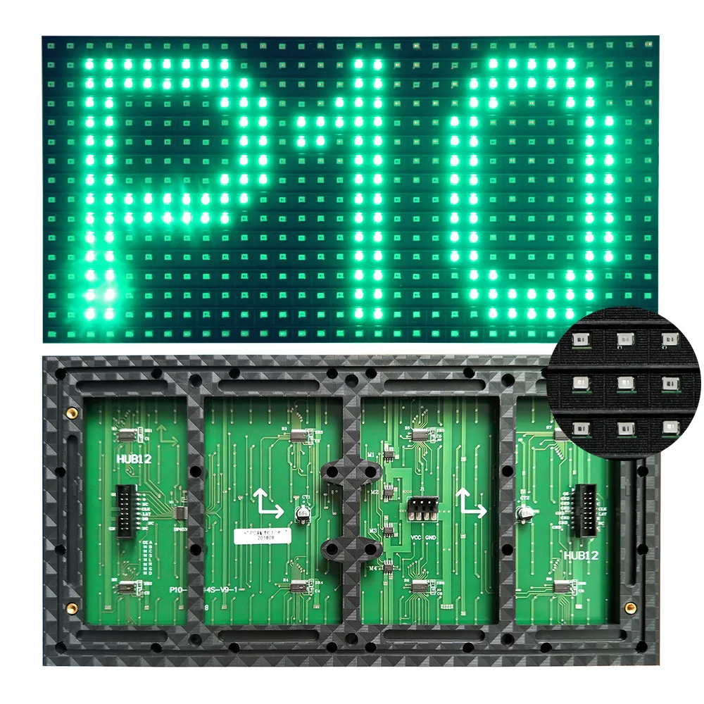 Imagem -03 - Semi Exterior Smd Monocromático Led Display Panel Sinal Móvel Impermeável Módulo de Cor Verde e Vermelho P10 320x160