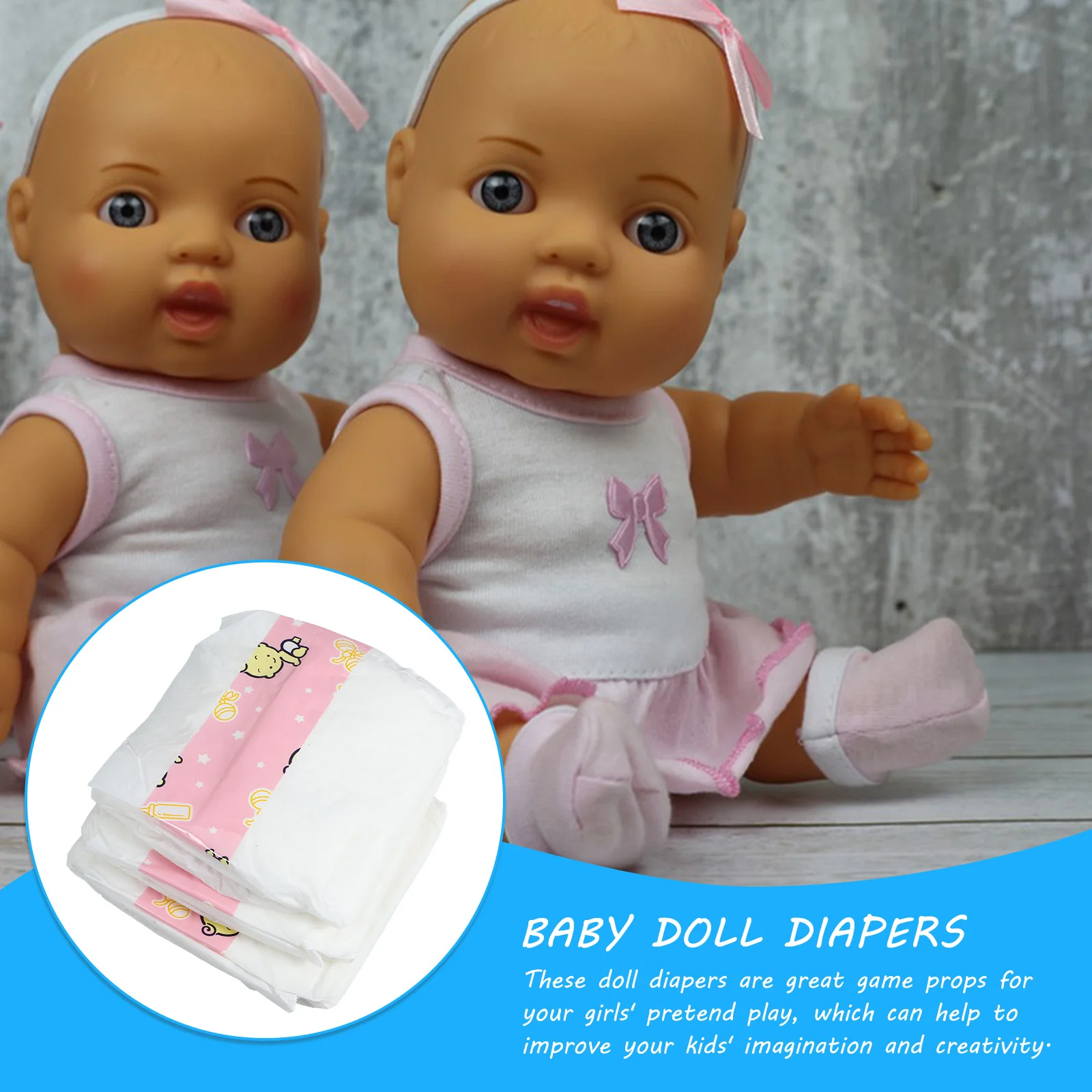 3 ชิ้น Dressing อุปกรณ์ตกแต่งตุ๊กตาผ้าอ้อมเด็กสําหรับพลาสติก Pretend Play Nappies