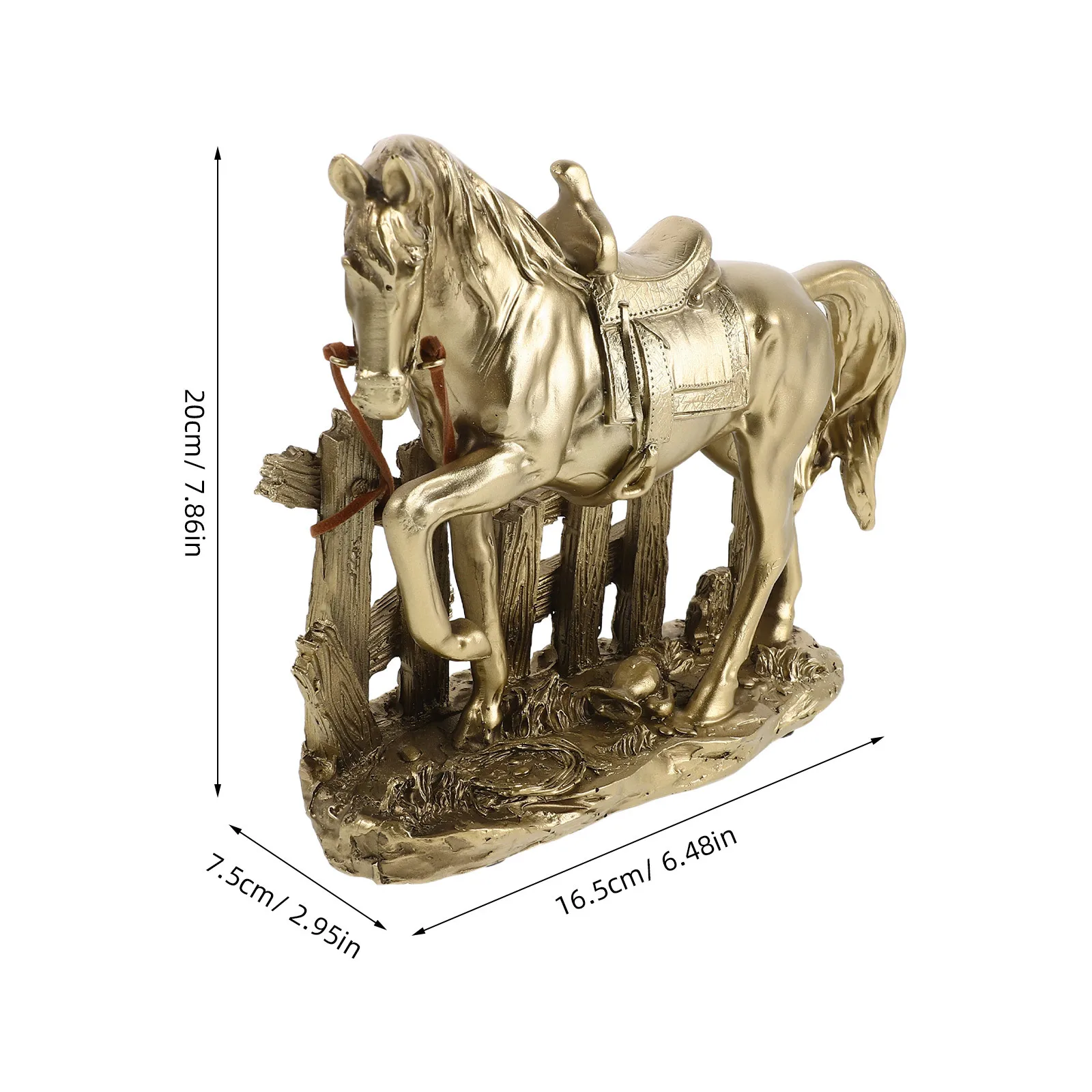 واقعية الدائمة الحصان الراتنج النحت الذهب لهجة الفن الزخرفية لمدخل غرفة المعيشة مكتب عرض الطاولة