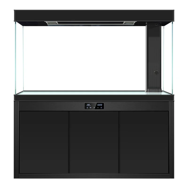 Large Ultra-White Glass Fish Tank - Floor-to-Ceiling Household Ecological Tank for Living Room/Entrance, with Bottom Filter, Ide