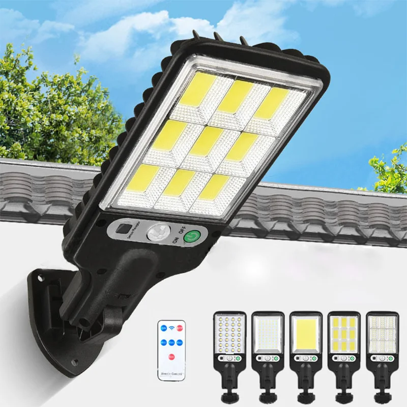 72+108 COB Solar Sensor Lights Outdoor 3Mode Waterproof Security Lamp Motion Detection & Remote Control Garden Pathway