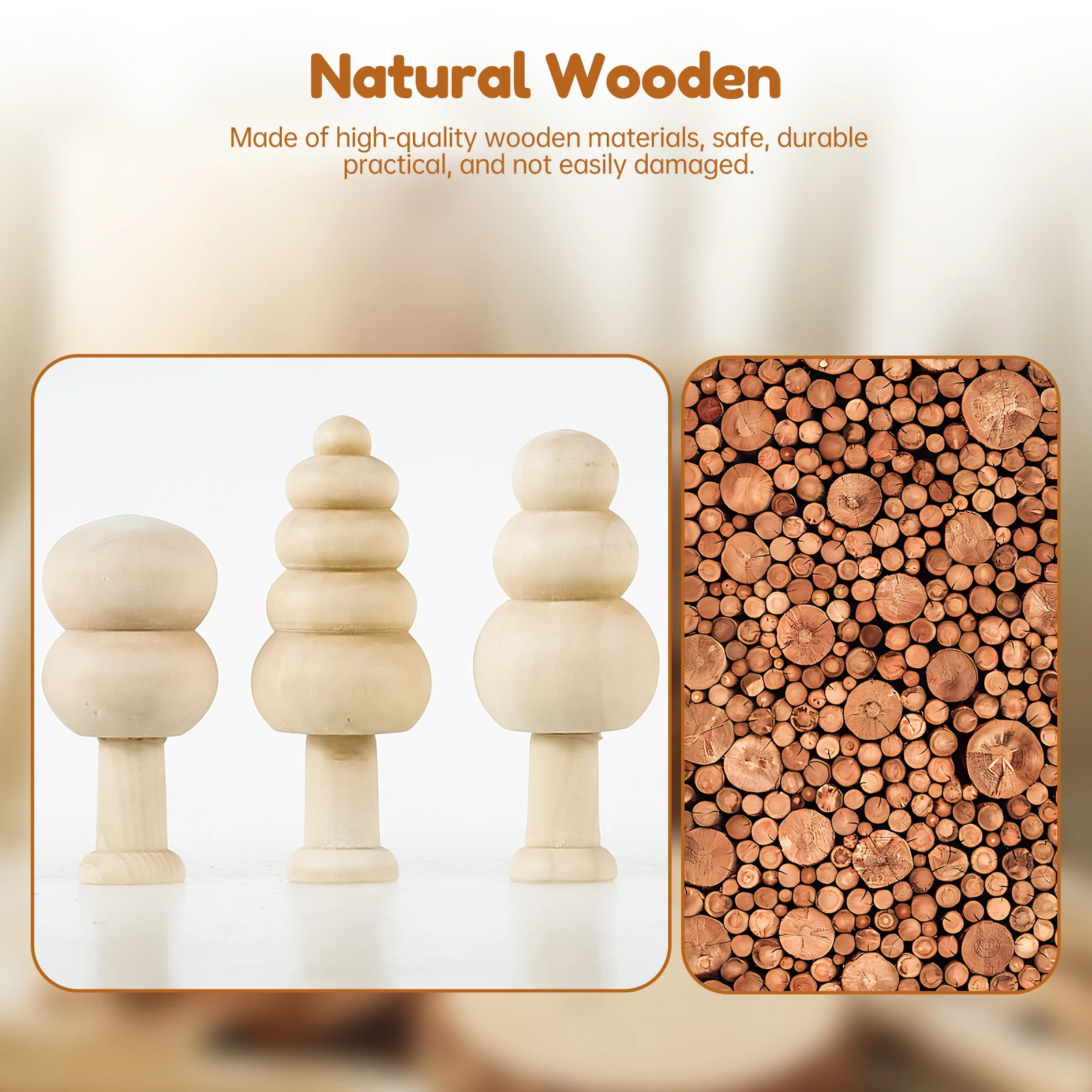 30/20Pcs Unfinished Wooden Trees DIY Wood Mushroom Blank Painting Tree Toy Christmas Tree Decoration 10 Styles Craft Supplies