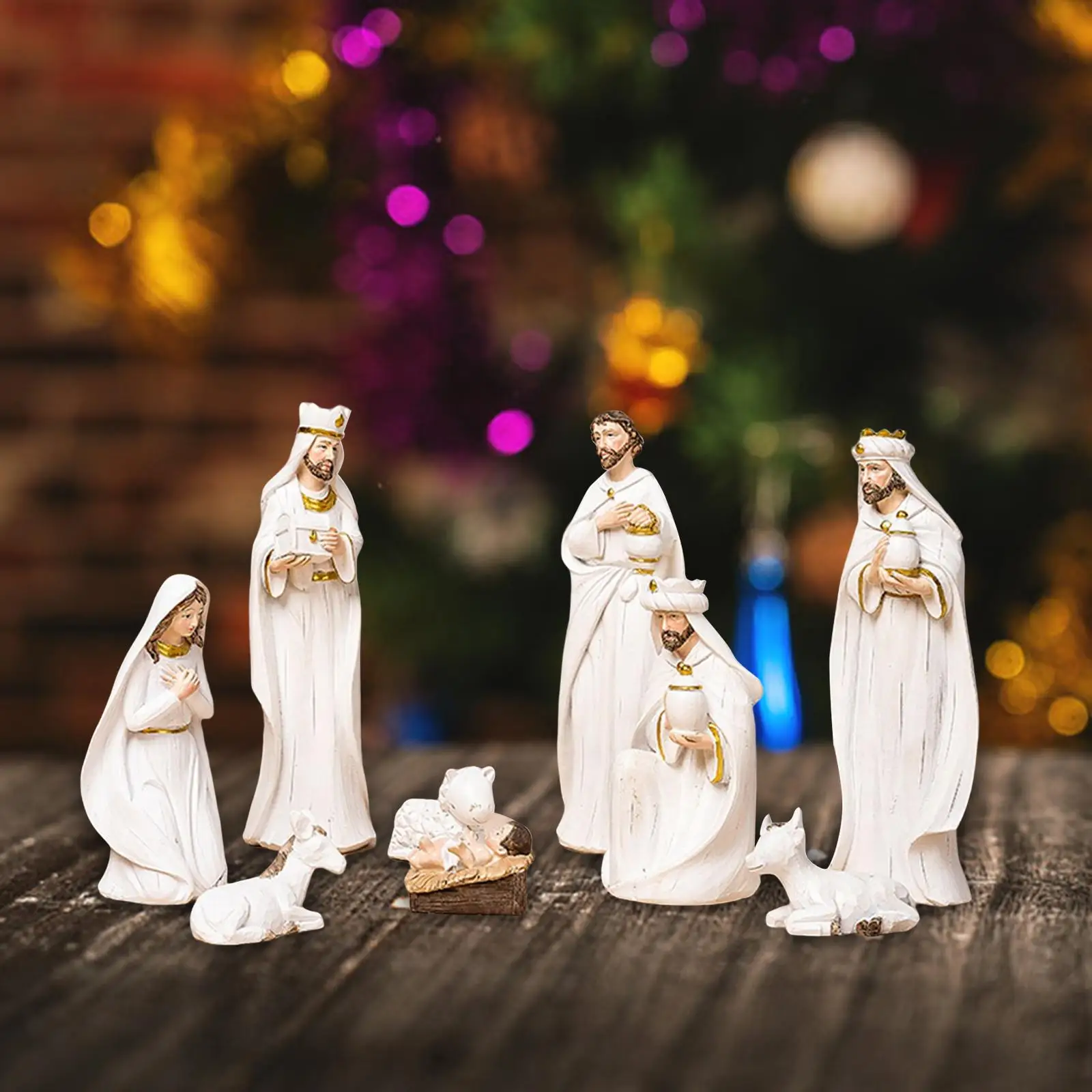 Miniature Nativity scene, Birth of Jesus Christmas Ornaments, Resin Decorative Display, Doll Statue, for Office Home Decor gift