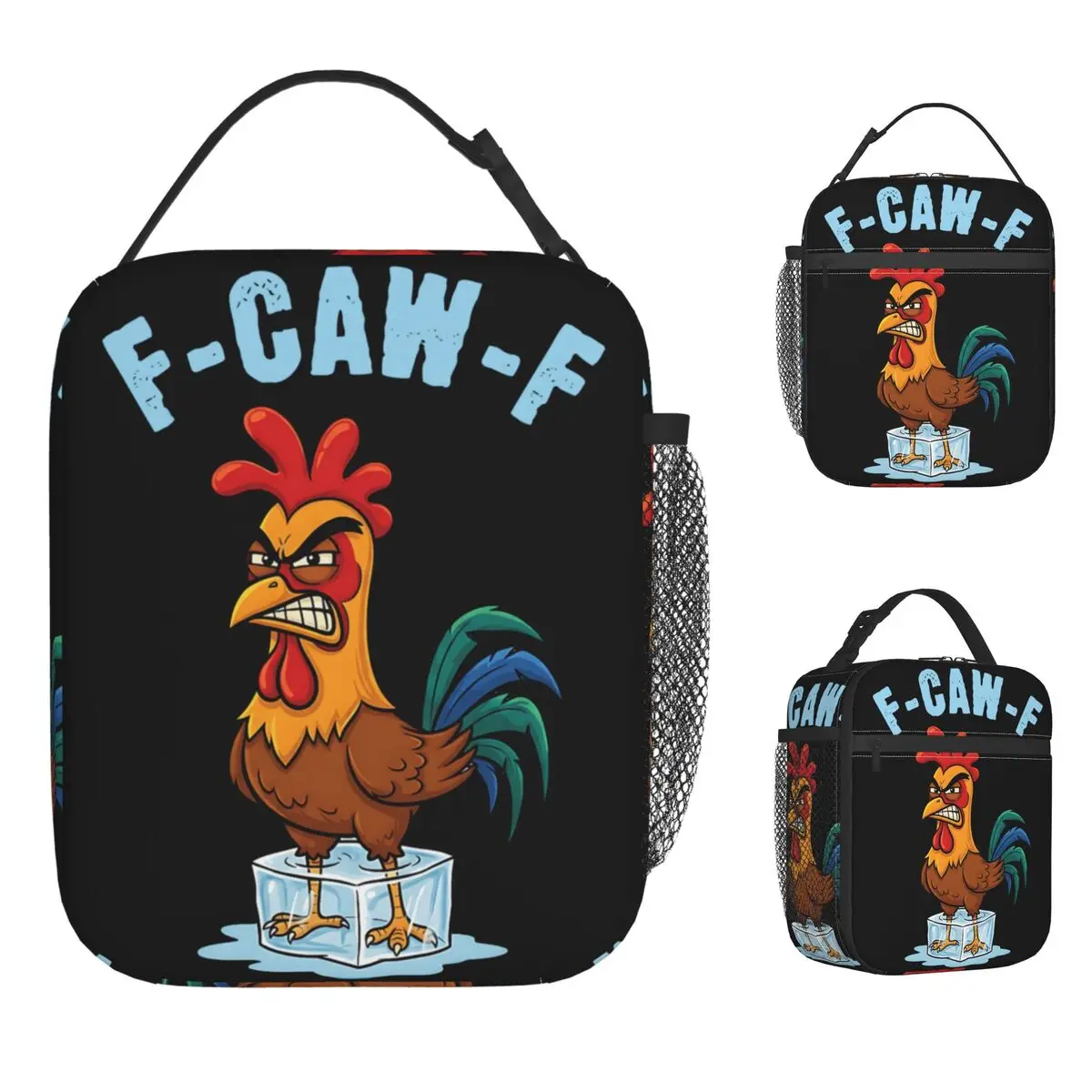 الدجاج F-CAW-F حقيبة الغداء الجمالية علب الاغذية مكتب المحمولة سستة أكياس الغداء الحرارية للفتيات مقاوم للماء الرسم حقيبة للحفاظ على البرودة #1