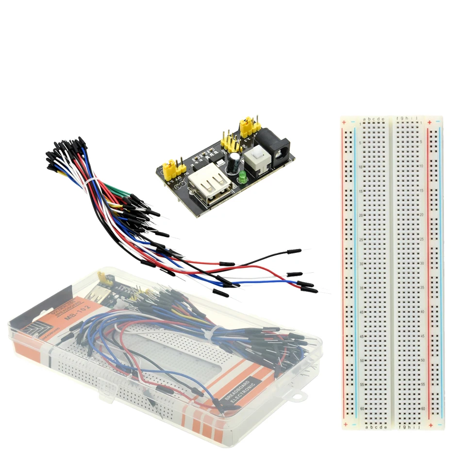 3.3V/5V MB102 Breadboard Power Module+MB-102 830 Points Prototype  For Arduino kit +65 Jumper Wires Wholesale