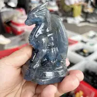 Natural Labradorite Dragon Carving Healing Stone Tabletop Ornament Home Decor Children Holiday Gift 1pcs 3
