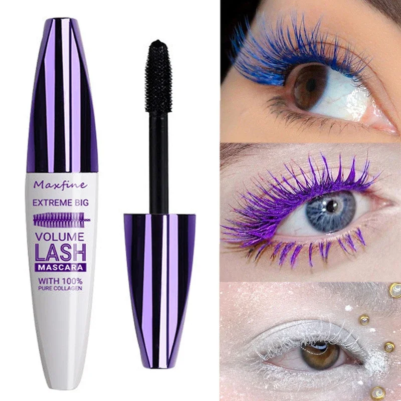 5D Silk Fiber Colorful Mascara Makeup Waterproof Lasting Black Purple Curling Matte Eyelashes Extension Mascara Lash Cosmetics