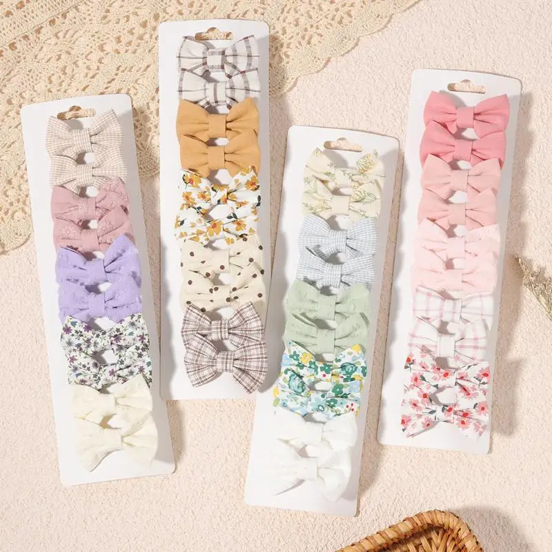 1 Set Fabric Printed Bow Hair Clips Suitable Children Girls Teenagers Party Decoration Clips Girls Baby Hair Accessories Gifts