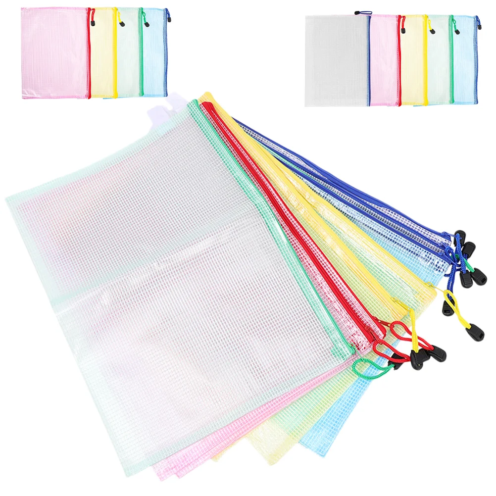 

20 Pcs Transparent Pvc Mesh Waterproof Zipper Bag A5 File Storage Test Paper Document 20pcs Small Cute Organizer Office Bags