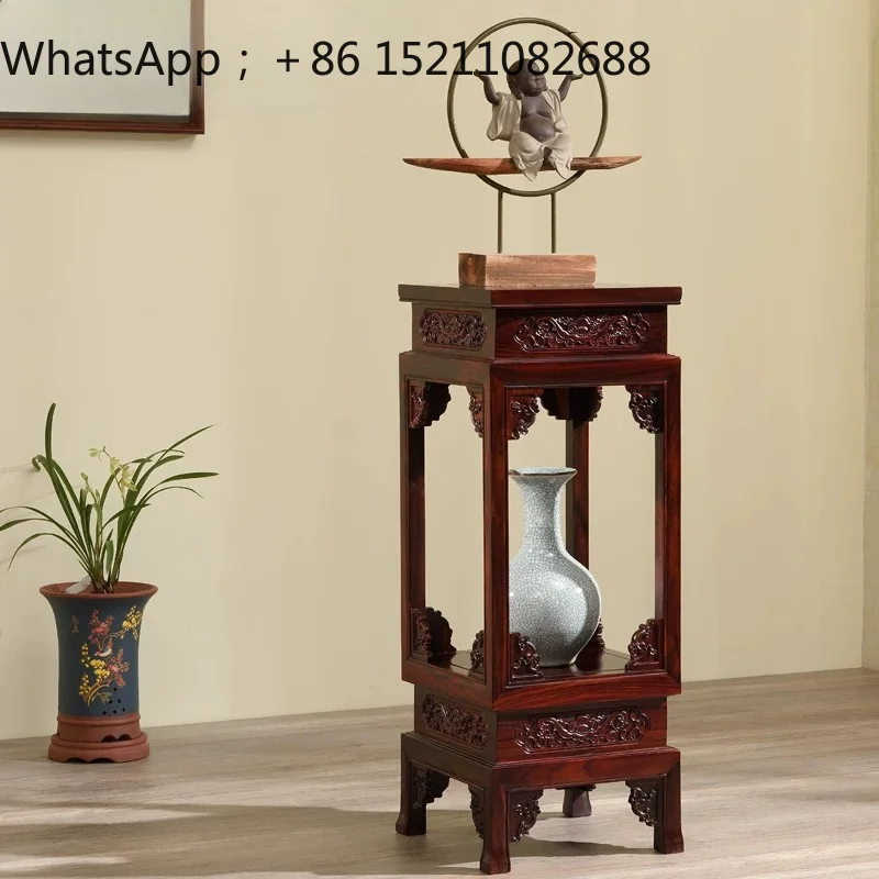 LLY high-end mahogany Chinese living room flower stand broad-leaved Dalbergia home flower table solid wooden flower pot shelf