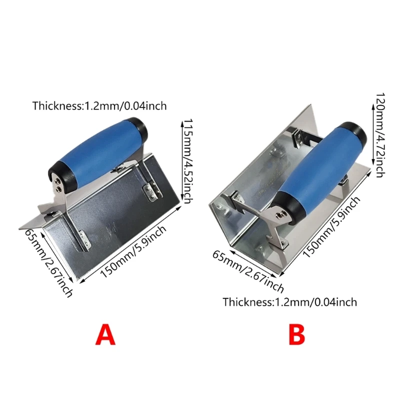 Stainless Steel Inside/Outside Corner Trowel Smooth Finishing Trowel with Ergonomic TPR Comfort Handle for Wall Cleaning