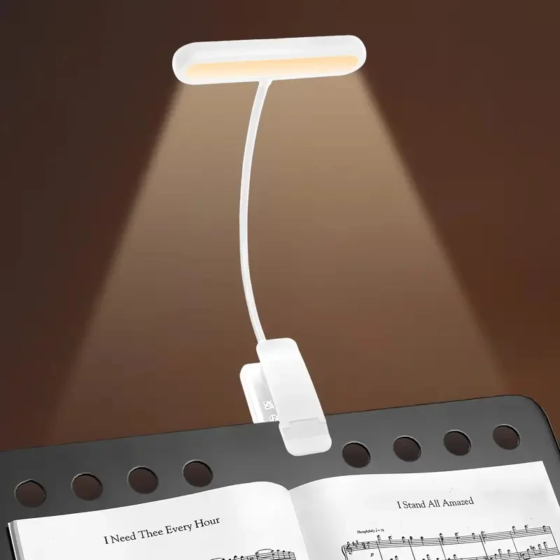 Rechargeable Book Light for Reading in Bed, Eye Caring Dimmable Small Lightweight Clip On Book Reading Light for Studying