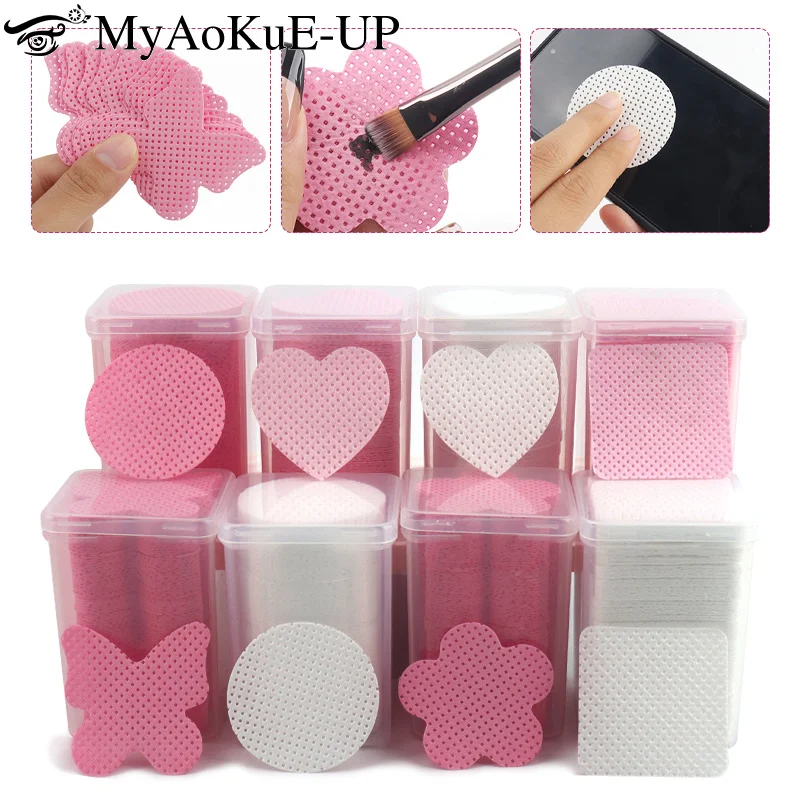 200pcs Lint-Free Wipes Cotton Nail Polish Remover Cotton Wipes UV Gel Tips Cleaner Paper Pad Art Cleaning Manicure Napkins